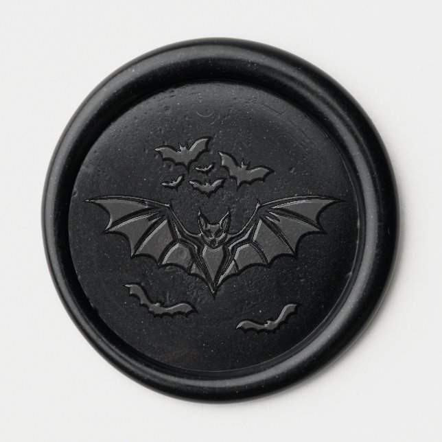 Spooky Flying Bats Image Only Halloween Wax Seal Sticker (Front)