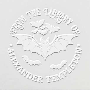 Spooky Flying Bats Library Book Name Embosser