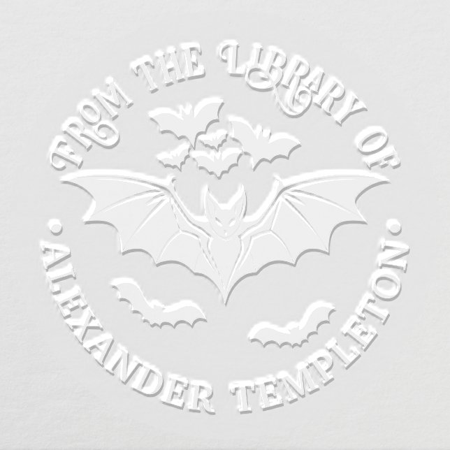 Spooky Flying Bats Library Book Name Embosser (Design)