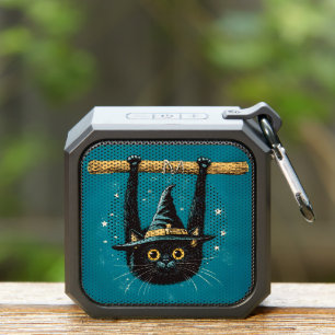 Spooky Flying Black Cat Witch Bluetooth Speaker