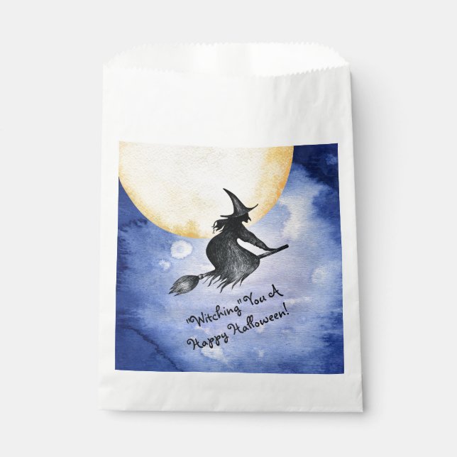 Spooky Flying Halloween Witch Favor Bag (Front)