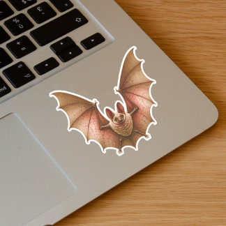 Spooky Flying Orange Glowing Bat Wings Spread Sticker