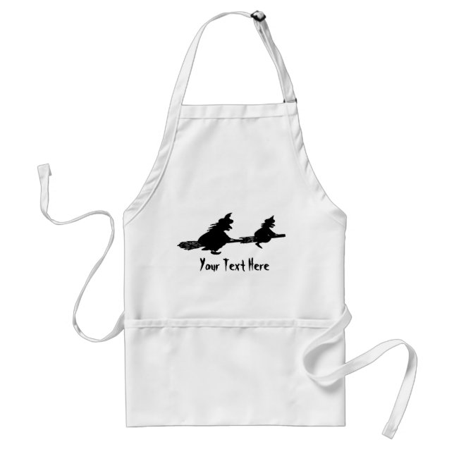 spooky flying witches on broomsticks halloween adult apron (Front)