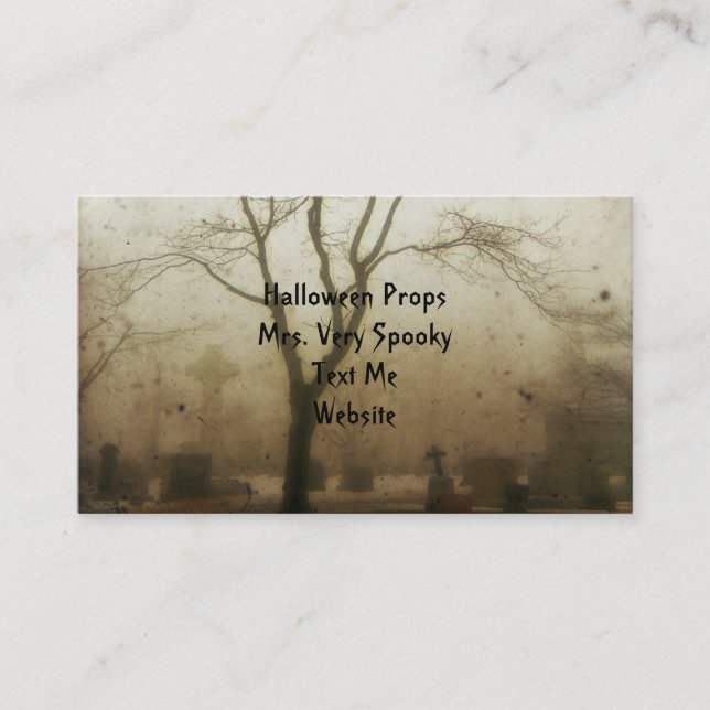 Spooky Fog Graveyard Business Card (Front)