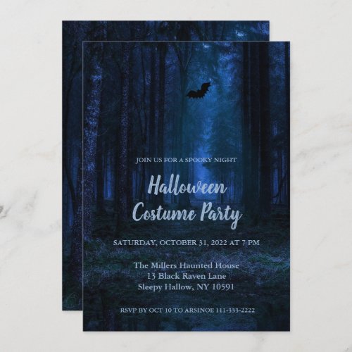 Spooky Forest at Night Halloween Party Invitation