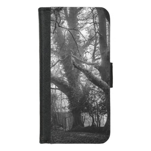 Spooky Forest Black and White Photography iPhone 87 Wallet Case