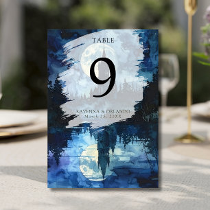 Spooky Forest Castle Moonlake Romance Wedding Table Number