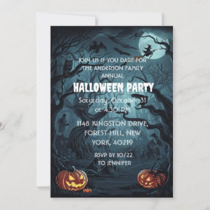 Spooky Forest Pumpkin Halloween Party Invitation