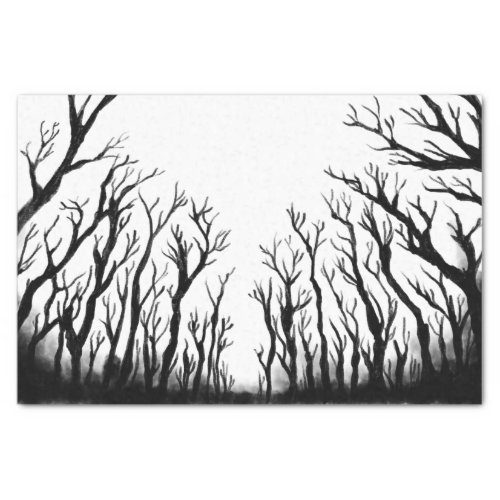 Spooky forest scary trees dark shadows decoupage tissue paper