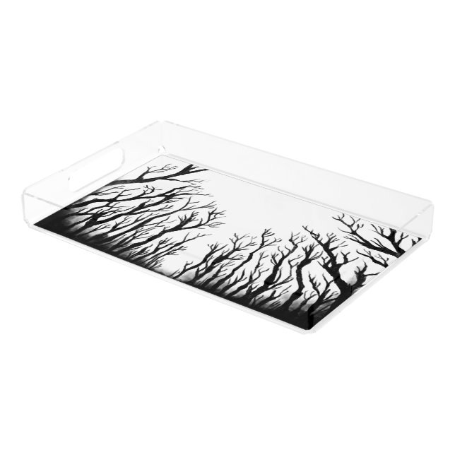Spooky forest scary trees dark shadows vanity acrylic tray (Angled)