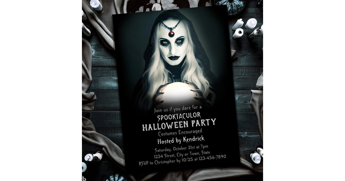 Spooky Fortune Teller Halloween Costume Party Invitation | Zazzle