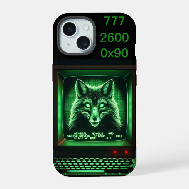 Spooky Fox Robot iPhone 15 Case (Back)