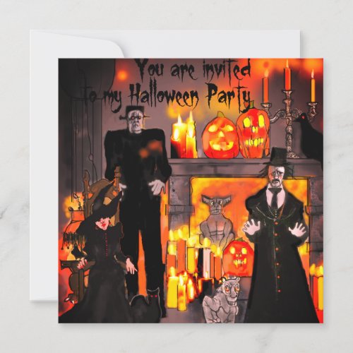 Spooky Frankenstein Haunted Mansion Halloween Invitation