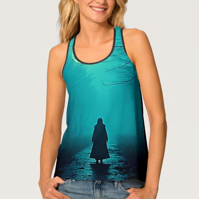 Spooky Full Moon Night Design Tank Top (Front)