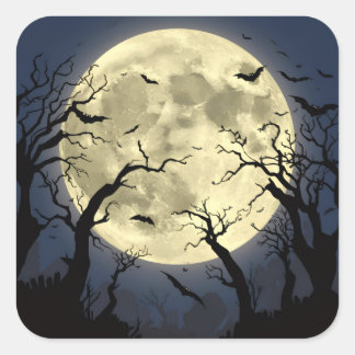Spooky Full Moon Square Sticker