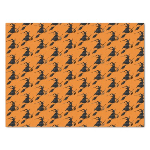 Spooky Fun Black Gothic Flying Witch Halloween Tissue Paper