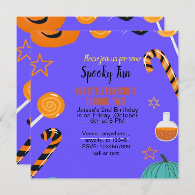 spooky fun ghost halloween template invitation (Front/Back)