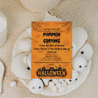 Spooky & Fun Halloween Pumpkin Carving Party Invitation