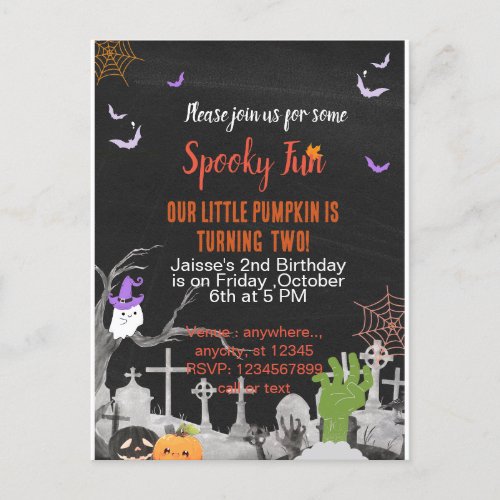 Spooky fun Halloween theme special party  Invitation Postcard