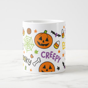 Spooky & Fun Pumpkin - Colorful Halloween Pattern  Giant Coffee Mug