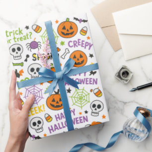 Spooky & Fun Pumpkin - Colorful Halloween Pattern Wrapping Paper