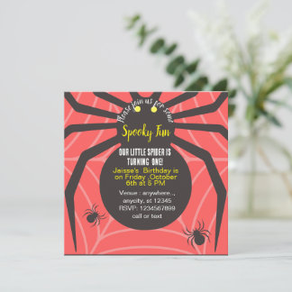 SPOOKY FUN SPIDER BIRTHDAY CUSTOM INVITATION