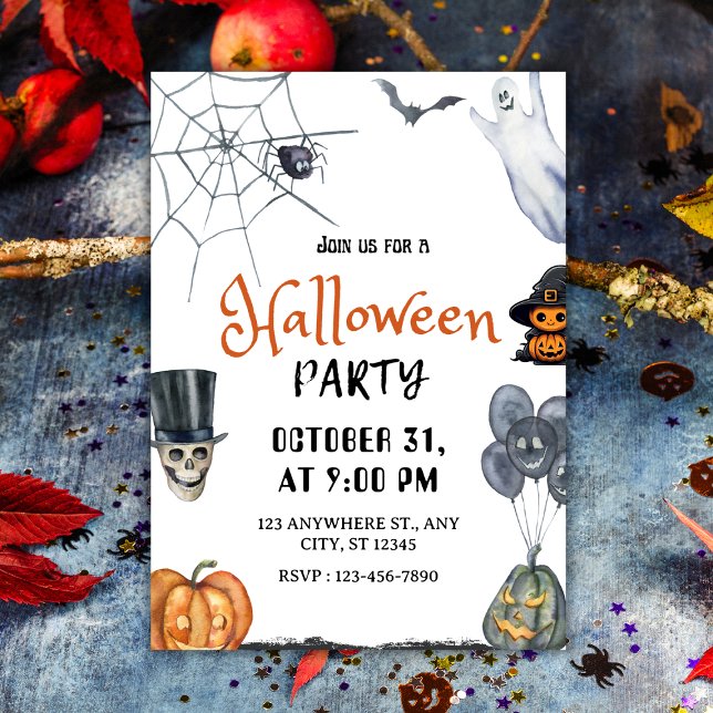 Spooky Fun Watercolor Halloween Party Invitation (Spooky Fun Watercolor Halloween Party Invitation
)