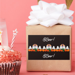 Spooky Funky Ghost Boo Halloween Pumpkin Patch Cof Rectangular Sticker