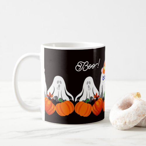 Spooky Funky Ghost Boo Halloween Pumpkin Patch Coffee Mug