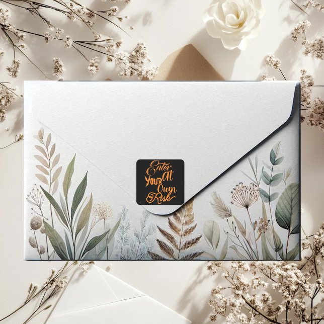 Spooky Funky Quote Halloween Ghost Party Scary  Square Sticker (Spooky Funky Quote Halloween Ghost Party Scary Square Sticker)