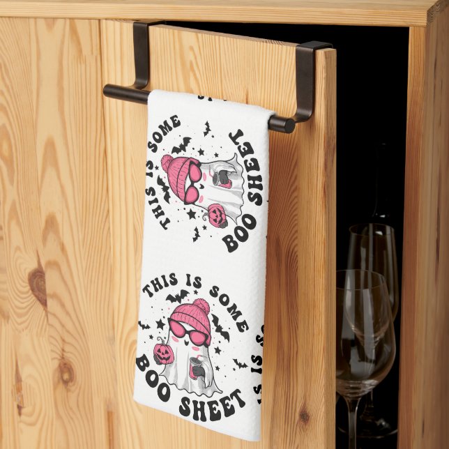 Spooky Funny Halloween Decor Ghost Kitchen Towel (Thirds Fold)