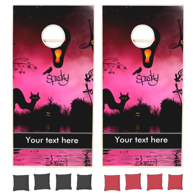 Spooky, funny halloween design cornhole set (Set)