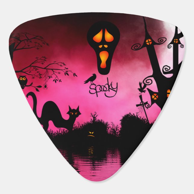 Spooky, funny halloween design guitar pick (Back)