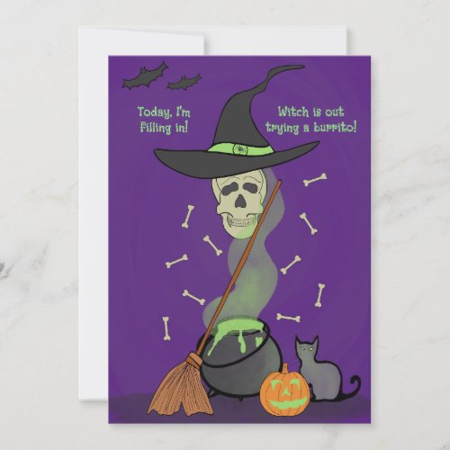 Spooky funny skull cat pumpkin Halloween Card