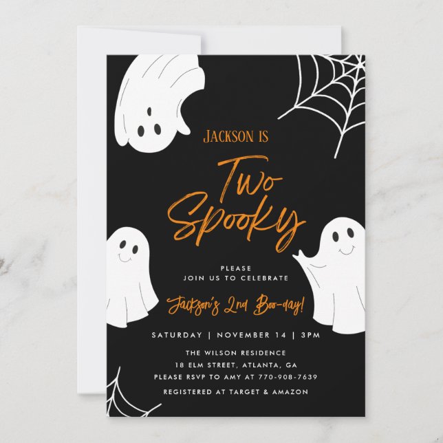 Spooky Ghost 2nd Birthday Invitation (Front)