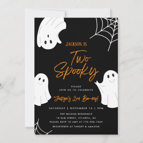 Spooky Ghost 2nd Birthday Invitation