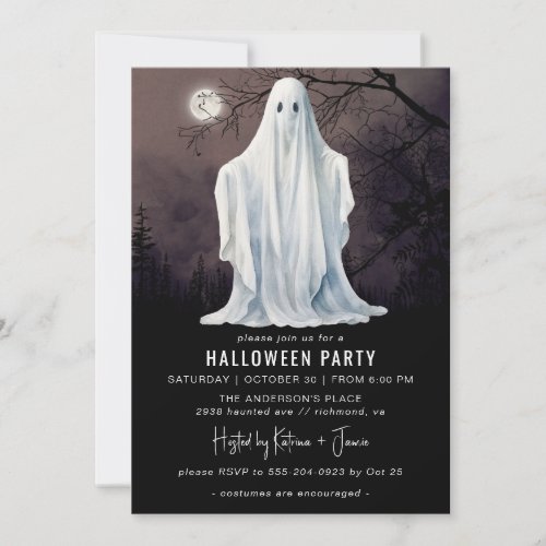 Spooky Ghost  All Ages Classic Halloween Party Invitation