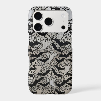 Spooky Ghost and Bats Seamless Stained Glass Iphone 18 Pro Case