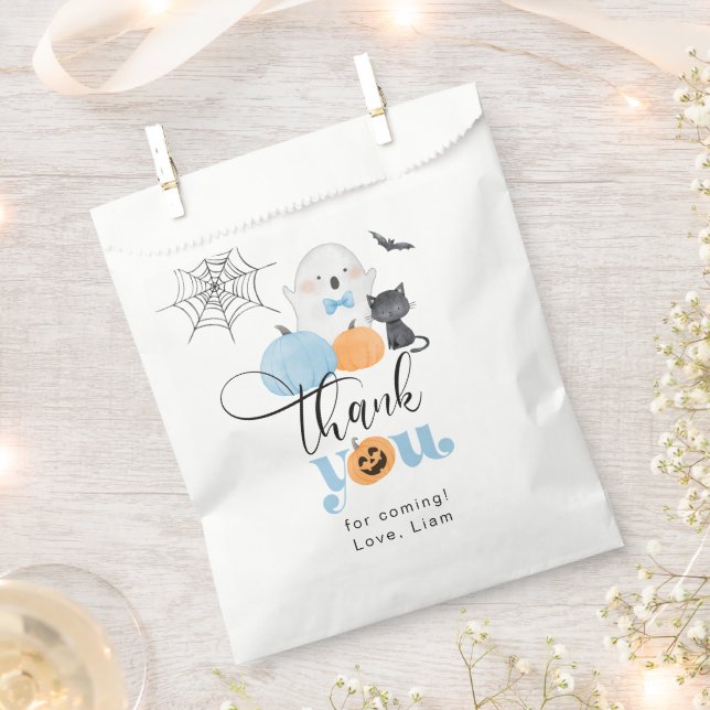 Spooky ghost blue Halloween birthday thank you Favor Bag (Clipped)