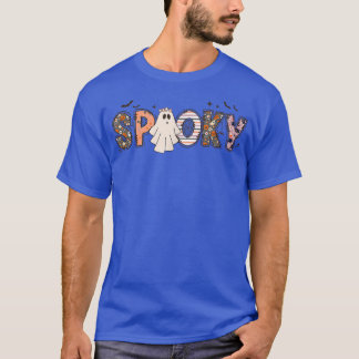 Spooky Ghost Boo Halloween Costume Retro Trick Or  T-Shirt