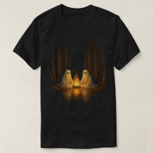 Spooky Ghost Campfire Night Forest Art - Halloween T-Shirt