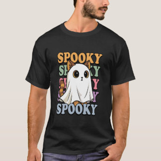 Spooky Ghost Cat Funny Cute Halloween Costume T-Shirt