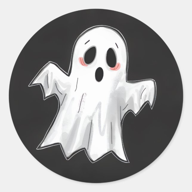 Spooky Ghost Classic Round Sticker (Front)