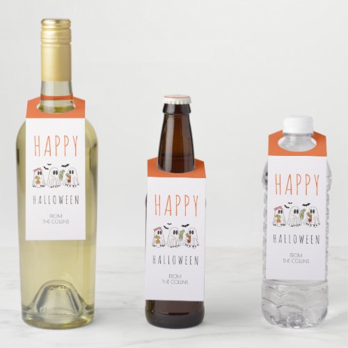 Spooky Ghost Cocktails Cute Adult Happy Halloween Bottle Hanger Tag