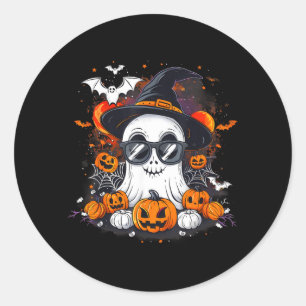 Spooky Ghost Costume Witchcraft Spider Web Pumpkin Classic Round Sticker