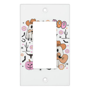 Spooky Ghost Cowboy Cute Halloween Boo Western Ret Light Switch Cover