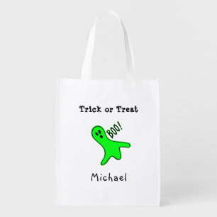 Spooky Ghost Custom Halloween Candy Trick or Treat Grocery Bag