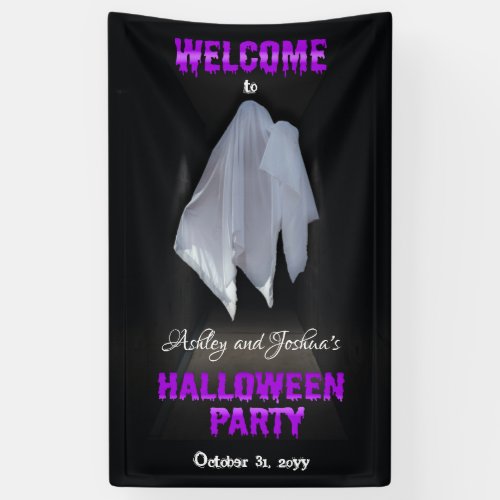 Spooky Ghost Dark Hallway Halloween Party Welcome Banner
