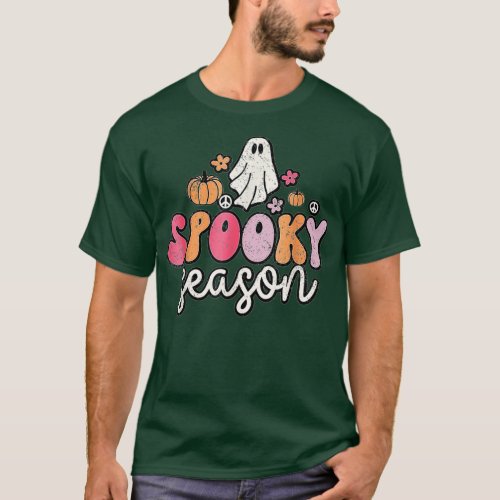 Spooky Ghost  Distressed  Ghost Spooky Season  T_Shirt