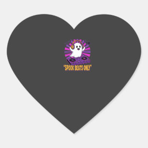 Spooky Ghost DJ Halloween Beats Design_1 Heart Sticker